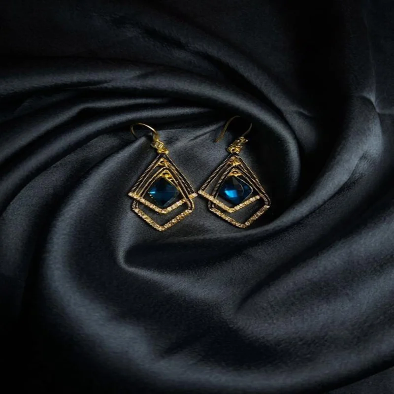 luxury white stone gold earrings