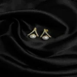 luxury white stone gold earrings