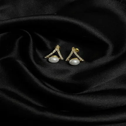luxury white stone gold earrings