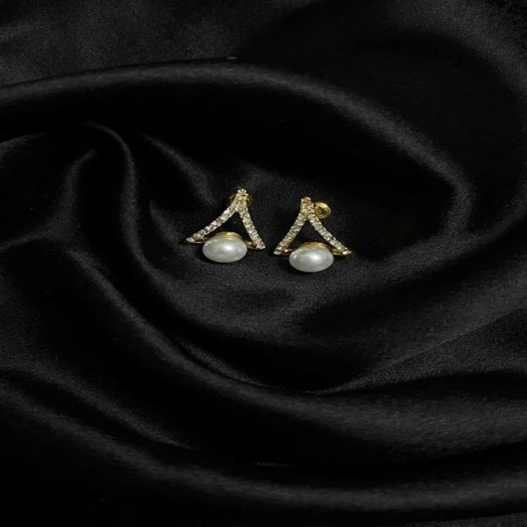 luxury white stone gold earrings